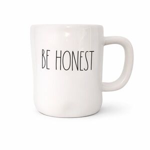 Rae Dunn White Mug with 'Be Honest' Text
